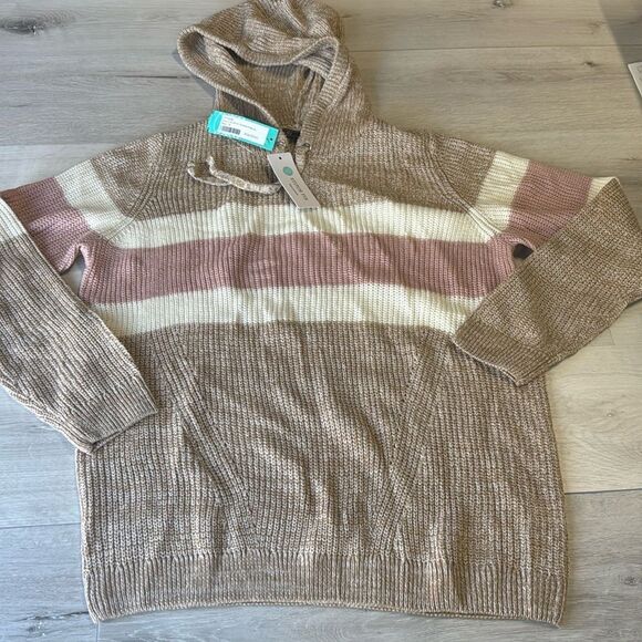 LETY & ME Adina Colorblock Hooded Pullover beige 1X NWT stitch fix - Picture 5 of 6